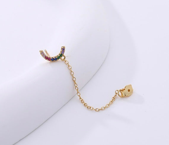 Solid S925 Silver Rainbow Smile Earrings