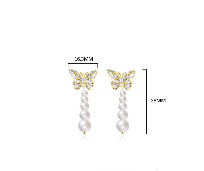 Solid S925 Silver Butterfly Meteor Earrings