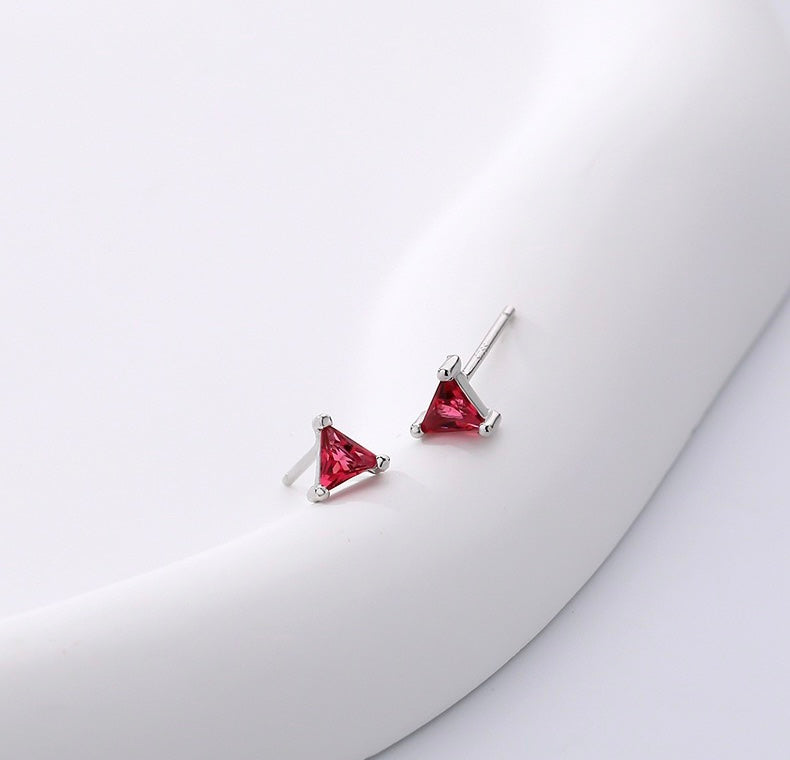 Solid S925 Silver Color Triangle Earrings