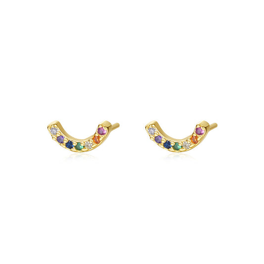 Solid S925 Silver Rainbow Smile Earrings