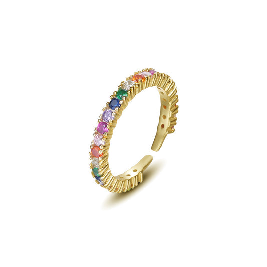 Solid S925 Silver Rainbow Circle Ring