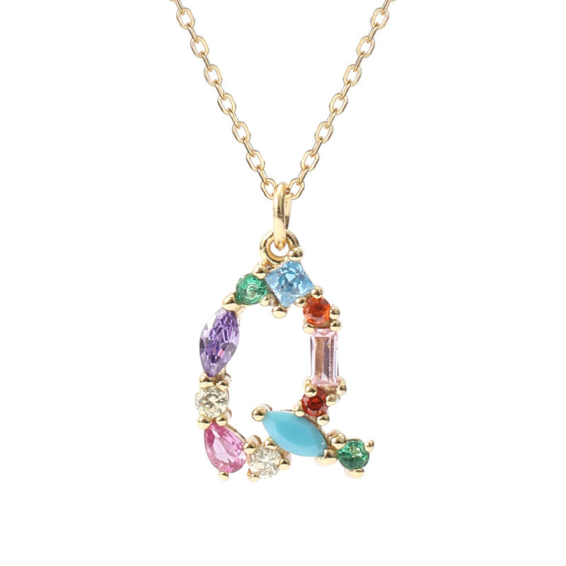 Solid S925 Silver Colorful Letter Necklace