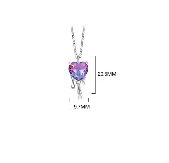 Solid S925 Silver Melting Ice Heart Necklace