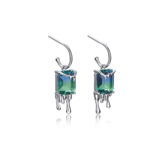 Solid S925 Silver Submarine World Earrings