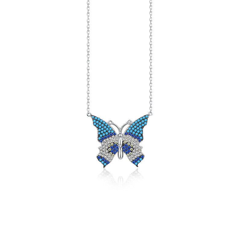 Solid S925 Silver Butterfly Wizard Necklace